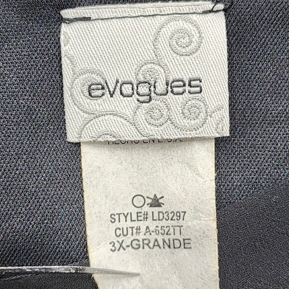 Vintage Evogues Dress Womens 3X Black Short Flutter Sleeve Belted Fit & Flare - Picture 5 of 9